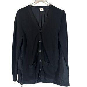 CABI Women's Large #5143 Windbreaker Black Multi-Media V-Neck Cardigan Sweater